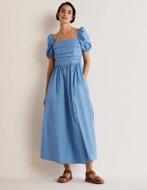 Blue Women's Boden Ruched Bodice Midi Dress | 08941URTH