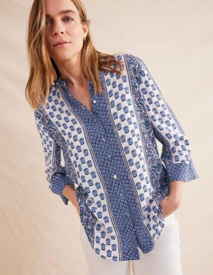 Blue Women's Boden Wide Sleeve Relaxed Blouse | 56097PITZ