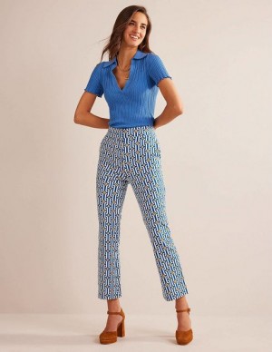 Blue / Azure Women's Boden Cropped Flared Pants | 40387CGQT