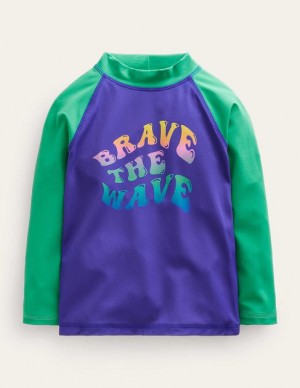 Blue / Green Kids' Boden Graphic Rash Guard T-Shirt | 69780QRHG