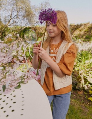 Brown Kids' Boden Pretty Lace Blouse | 91045XNMI