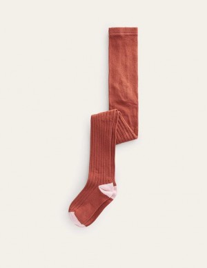 Brown Kids' Boden Ribbed Tights | 56810OBGU