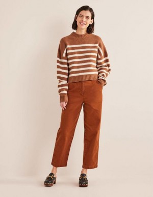 Brown Women's Boden Casual Cotton Pants | 25087UKOP