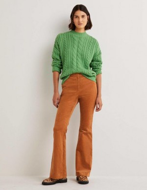 Brown Women's Boden High Rise Flared Pants | 02358OEAZ