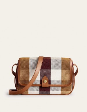 Brown / White Women's Boden Structured Cross-body Bags | 20963VIFA