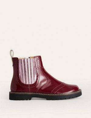 Burgundy Kids' Boden Leather Chelsea Boots | 28539HMLY