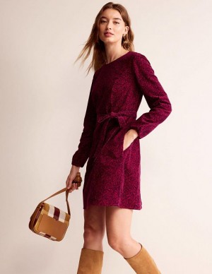 Burgundy Women's Boden Harriet Cord Dress | 72065XBZK