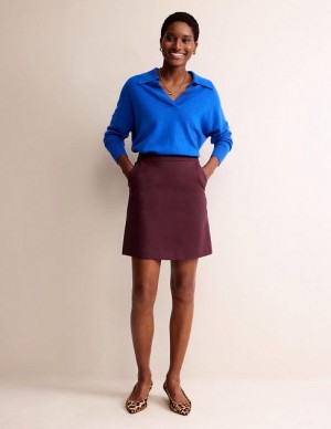 Burgundy Women's Boden Jersey A-line Skirts | 01462BTHG