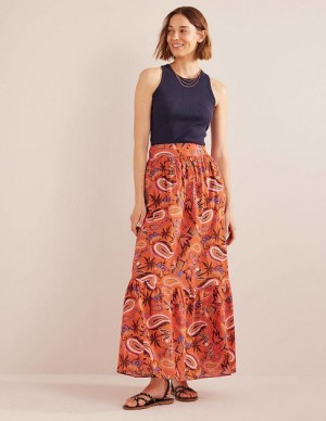 Coral Women's Boden Tiered Cotton Skirts | 41762LOQU