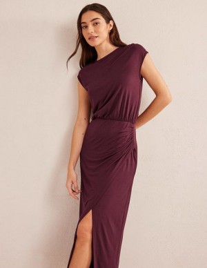 Dark Burgundy Women's Boden Column Jersey Maxi Dress | 35942ABHF