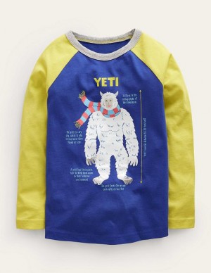 Deep Blue / Yellow Kids' Boden Fun Character Educational T-Shirt | 79286QJDY