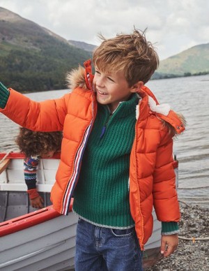 Deep Green Kids' Boden Chunky Half Zip Sweaters | 03257GADI