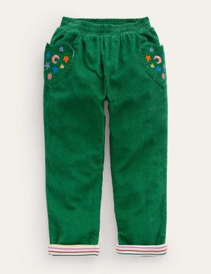 Deep Green Kids' Boden Lined Pull-on Cord Pants | 12486ZKTN