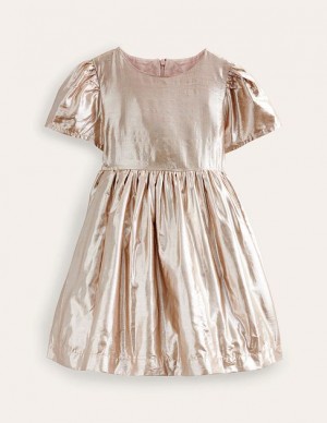 Gold Metal Kids' Boden Metallic Party Dress | 69027ARLT