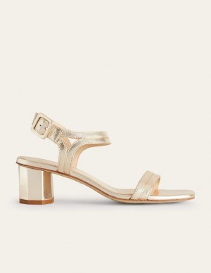 Gold Women's Boden Block Heeled Sandals | 45832VFQU