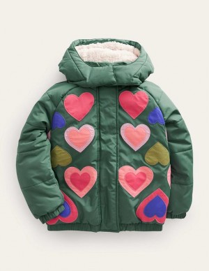 Green Kids' Boden Appliqué Padded Coats | 13027QCOL