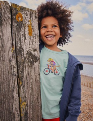 Green Kids' Boden Front And Back Logo T-Shirt | 95260ARDX