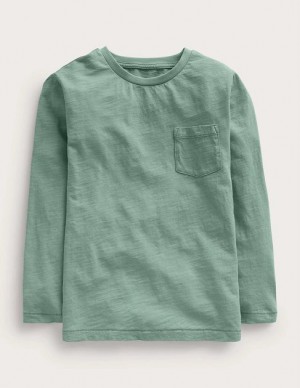 Green Kids' Boden Long-sleeved Washed T-Shirt | 07931KAQB