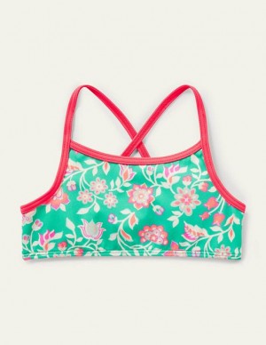 Green Kids' Boden Patterned Bikini Top | 78014GSFJ