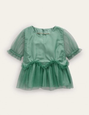 Green Kids' Boden Tulle Party Tops | 71069GBOV