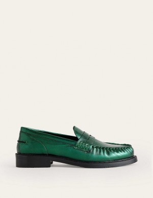 Green Metal Women's Boden Classic Moccasin Loafers | 20375DSBI