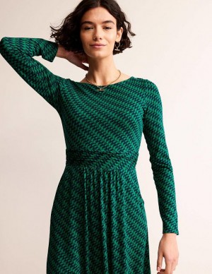 Green Women's Boden Abigail Jersey Dress | 42968VMNF