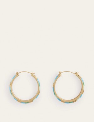 Green Women's Boden Beaded Hoop Earrings | 53192ZLIX