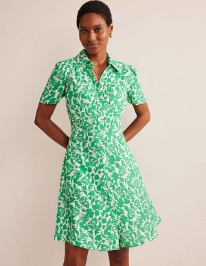 Green Women's Boden Clara Shirt Dress | 86432ANWD