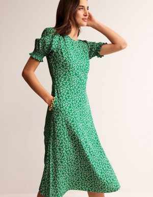 Green Women's Boden Corinne Midi Dress | 32480POXQ