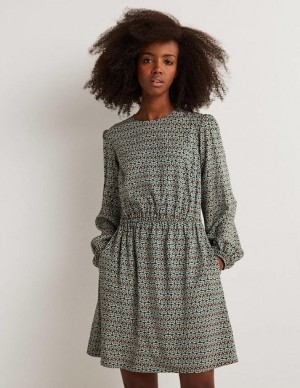 Green Women's Boden Crew Neck Dress | 63209GMUC