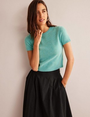 Green Women's Boden Cropped Cashmere T-Shirt | 09426GVEO