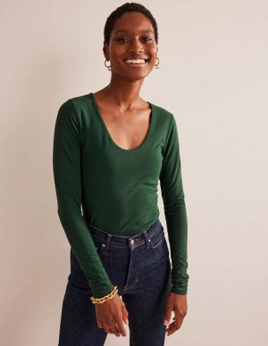 Green Women's Boden Double Layer Scoop Neck Tops | 64310TVAO