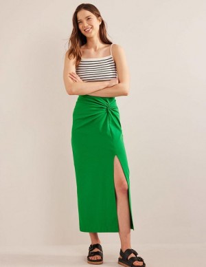 Green Women's Boden Knot Detail Jersey Skirts | 47852UKID