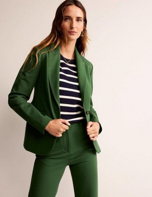 Green Women's Boden Semi Fitted Jersey Blazers | 12854GZLB