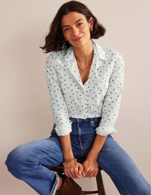 Green Women's Boden Sienna Cotton Shirts | 08715SITG