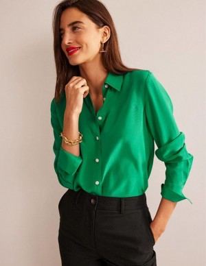 Green Women's Boden Sienna Silk Shirts | 62804AMTL