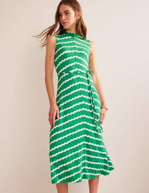 Green Women's Boden Sleeveless Jersey Midi Dress | 32976RTAO