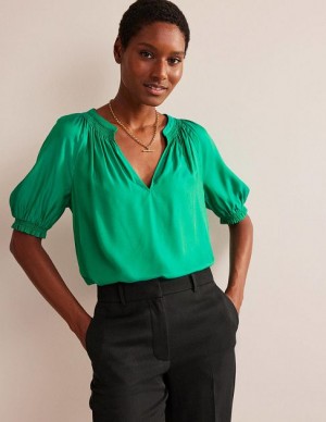 Green Women's Boden Stella Tops | 32149EGTJ