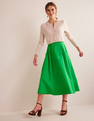 Green Women's Boden Taffeta Pull-on Skirts | 80251SOAR