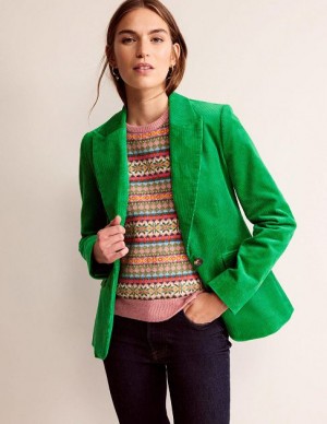 Green Women's Boden The Marylebone Cord Blazers | 84065BDYP