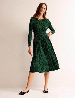 Green Women's Boden Thea Long Sleeve Midi Dress | 04791TLQC