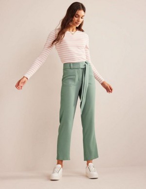 Green Women's Boden Tie-waist Tapered Pants | 06471IQEO