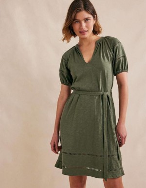 Green Women's Boden Trim Detail Jersey Dress | 92013XVAG