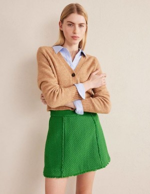 Green Women's Boden Tweed Interest Skirts | 40368GVJH