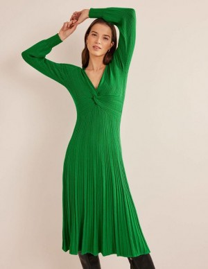 Green Women's Boden Twist Front Midi Dress | 29348JKDR