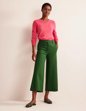 Green Women's Boden Wide-leg Ponte Culottes Pants | 10329SJVI