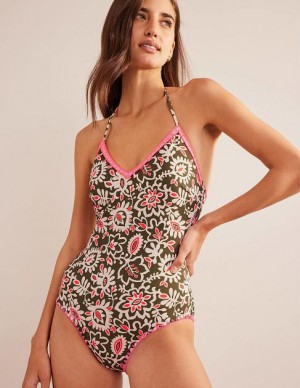 Green / Pink Women's Boden Layered Crochet Swimsuits | 73026OILG