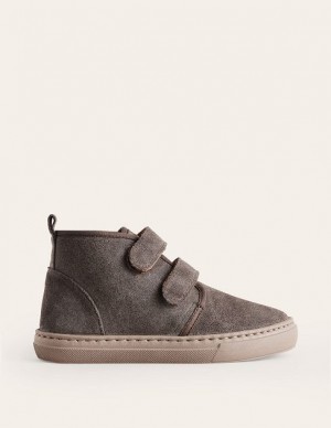 Grey Kids' Boden Suede Strap Boots | 12765KBPH