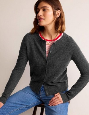 Grey Women's Boden Eva Cashmere Crew Cardigan | 91076FRST