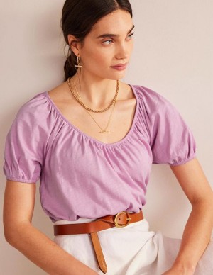 Lavender Women's Boden V-neck Jersey Swing Tops | 70516TPIV